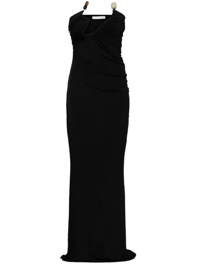 Christopher Esber Odessa Arced Strapless Gown Dress In Black
