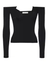 Christopher Esber Curved Knit Long-sleeved Top In Black