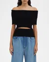 Christopher Esber 'ribbed Knit Off-shoulder In Black