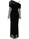 Christopher Esber Off-shoulder Tulle Midi Dress In Black