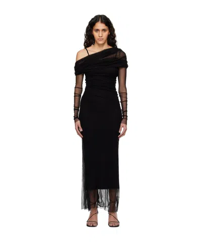 Christopher Esber Off-shoulder Tulle Midi Dress In Black