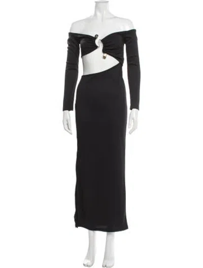 Pre-owned Christopher Esber Off-the-shoulder Long Dress In Gray