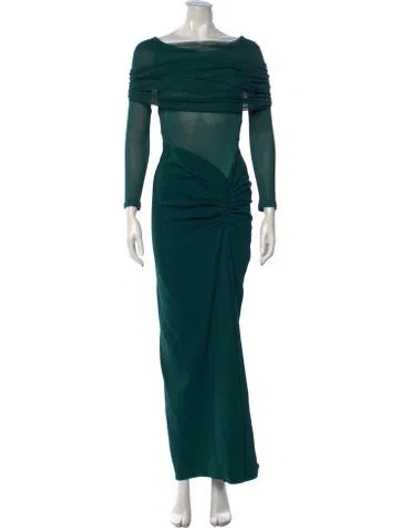 Pre-owned Christopher Esber Off-the-shoulder Long Dress In Green