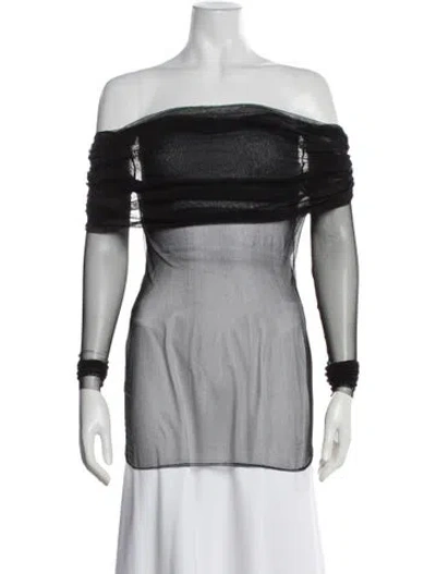 Pre-owned Christopher Esber Off-the-shoulder Long Sleeve Top In Black