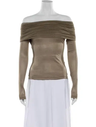 Pre-owned Christopher Esber Off-the-shoulder Long Sleeve Top In Neutral