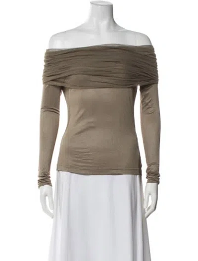 Pre-owned Christopher Esber Off-the-shoulder Long Sleeve Top In Neutral
