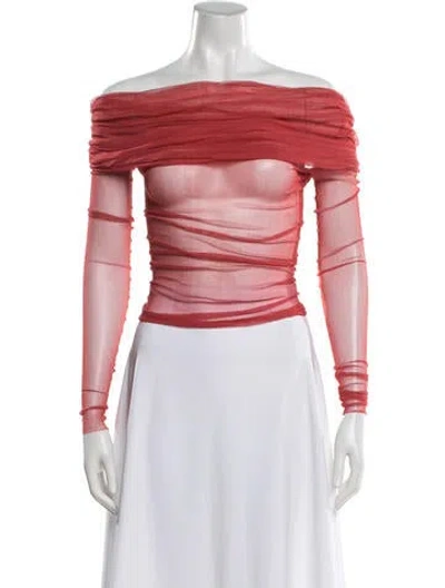 Pre-owned Christopher Esber Off-the-shoulder Long Sleeve Top In Pink