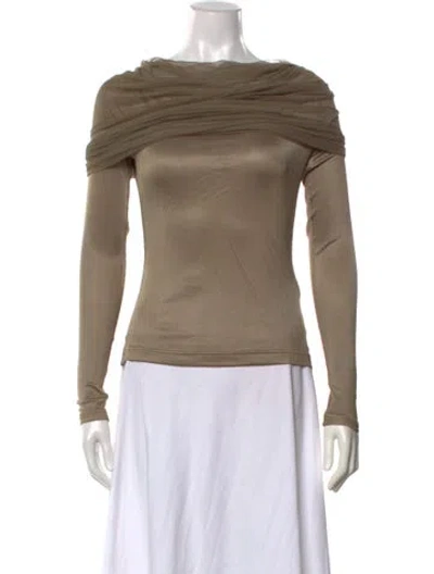 Pre-owned Christopher Esber Off-the-shoulder Long Sleeve Top W/ Tags In Green