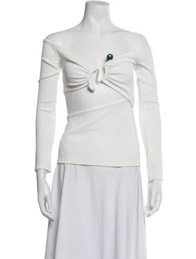Pre-owned Christopher Esber Off-the-shoulder Long Sleeve Top In White