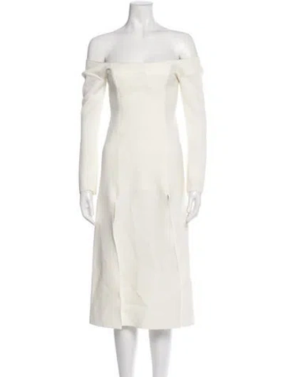 Pre-owned Christopher Esber Off-the-shoulder Midi Length Dress In Neutral