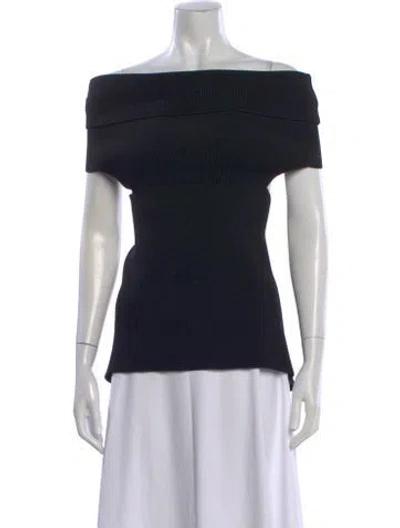 Pre-owned Christopher Esber Off-the-shoulder Short Sleeve Top In Black