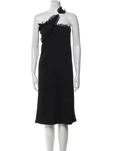 Pre-owned Christopher Esber One-shoulder Knee-length Dress In Black