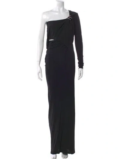 Pre-owned Christopher Esber One-shoulder Long Dress In Black