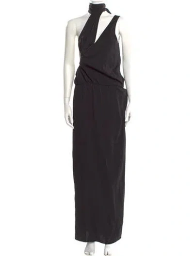 Pre-owned Christopher Esber One-shoulder Long Dress In Black
