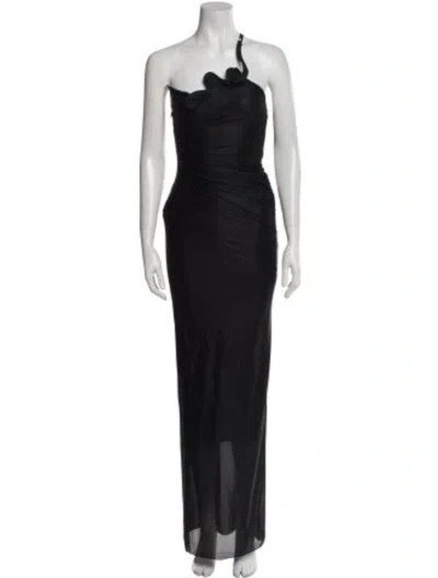 Pre-owned Christopher Esber One-shoulder Long Dress In Black