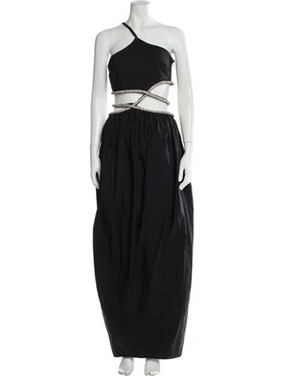 Pre-owned Christopher Esber One-shoulder Long Dress In Black
