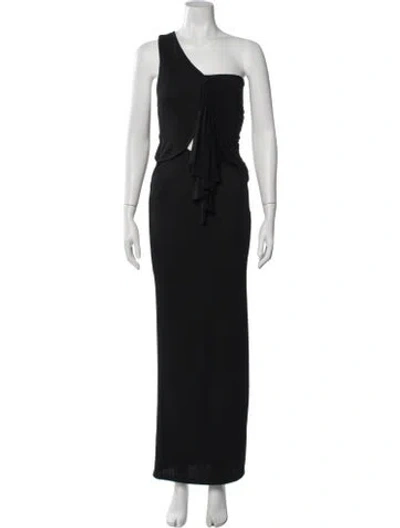Pre-owned Christopher Esber One-shoulder Long Dress In Black
