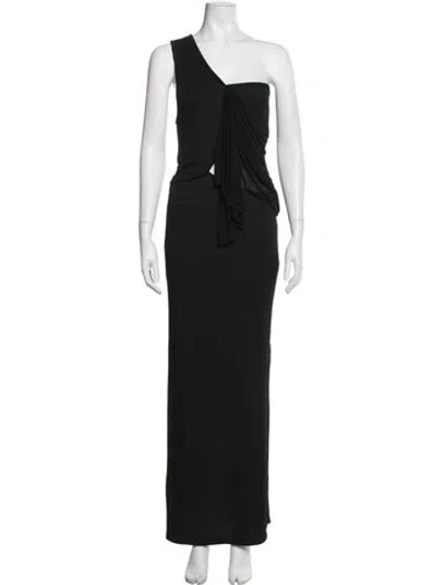 Pre-owned Christopher Esber One-shoulder Long Dress In Black