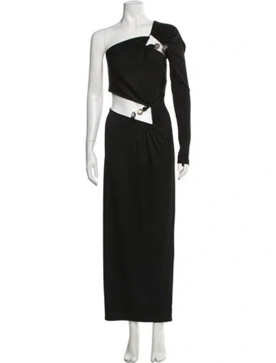 Pre-owned Christopher Esber One-shoulder Long Dress In Black
