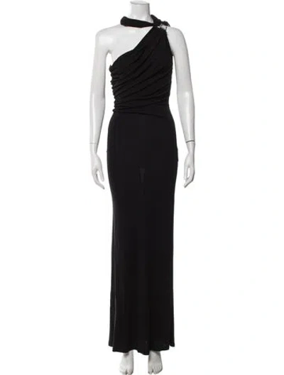 Pre-owned Christopher Esber One-shoulder Long Dress In Black