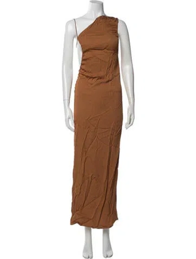 Pre-owned Christopher Esber One-shoulder Long Dress In Brown