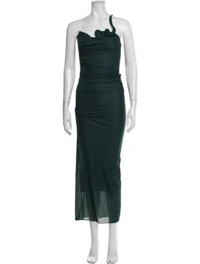 Pre-owned Christopher Esber One-shoulder Long Dress In Green
