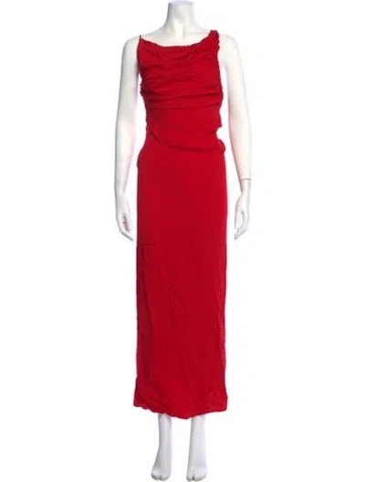 Pre-owned Christopher Esber One-shoulder Long Dress In Red