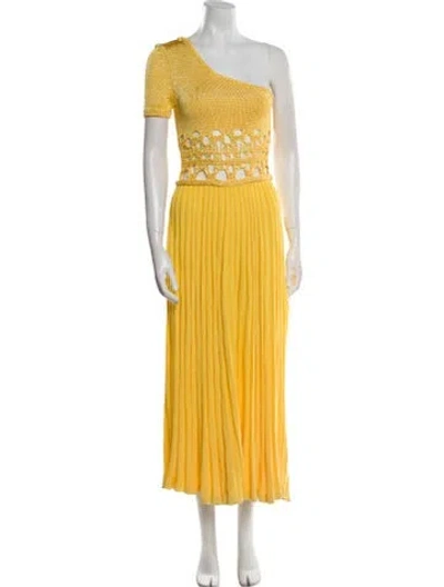 Pre-owned Christopher Esber One-shoulder Long Dress In Yellow