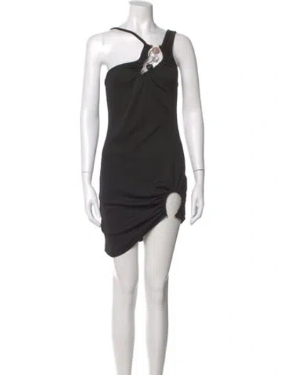 Pre-owned Christopher Esber One-shoulder Mini Dress In Black