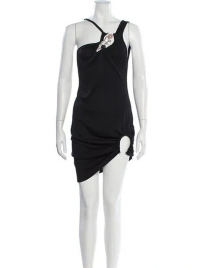 Pre-owned Christopher Esber One-shoulder Mini Dress In Black