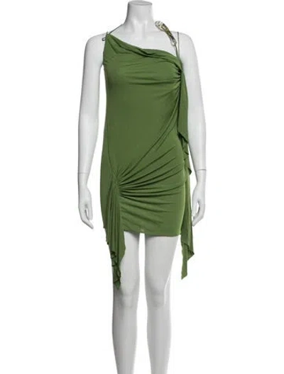 Pre-owned Christopher Esber One-shoulder Mini Dress W/ Tags In Green