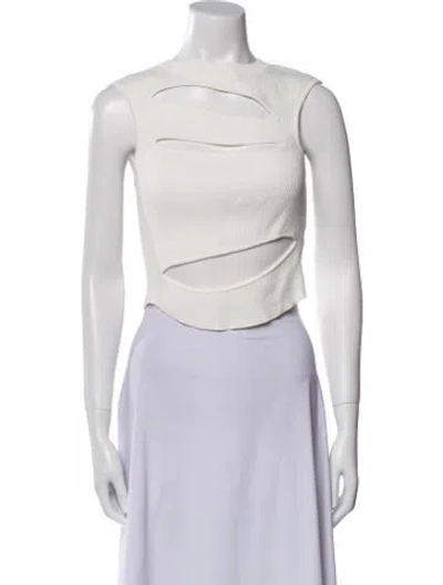 Pre-owned Christopher Esber One-shoulder Sleeveless Crop Top In White