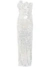 Christopher Esber Opaline Sequin Strapless Gown In Weiss