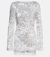 Christopher Esber Opaline Open-back Sequined Minidress In Gray