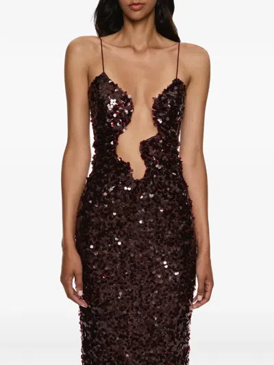Christopher Esber Opaline Salacia Sequined Gown In Brown