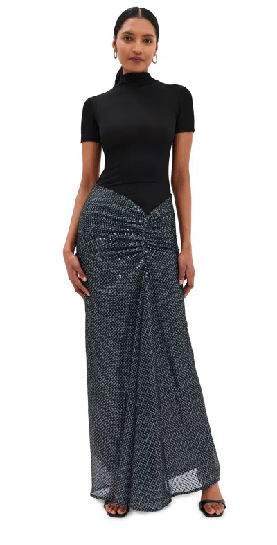 Christopher Esber Opaline Sequin Fusion Ruched Tee Gown Sodalite Blue