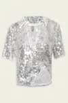 Christopher Esber Opaline Sequin Polo In Glisten Clear
