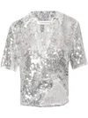 Christopher Esber Opaline Sequin Polo In Glisten Clear In Silver