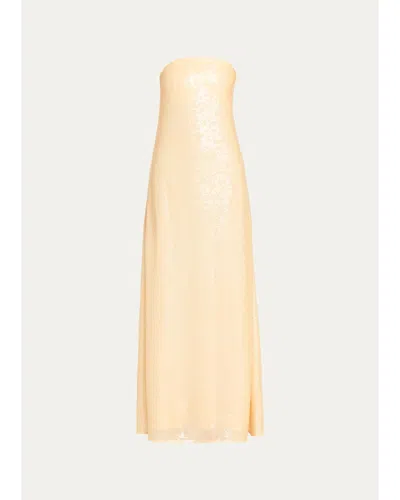 Christopher Esber Opaline Sequin-embellished Strapless Maxi Dress In Yellow
