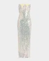 Christopher Esber Opaline Sequin Strapless Gown In Glisten Clear