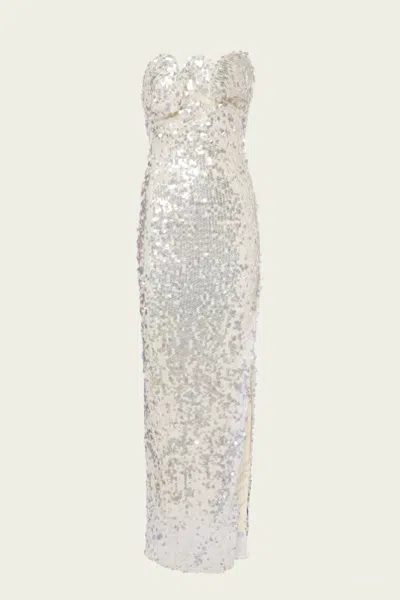 CHRISTOPHER ESBER OPALINE SEQUIN STRAPLESS GOWN IN GLISTEN CLEAR