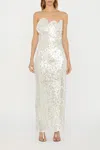 Christopher Esber Opaline Sequin Strapless Gown In Glisten Clear In White