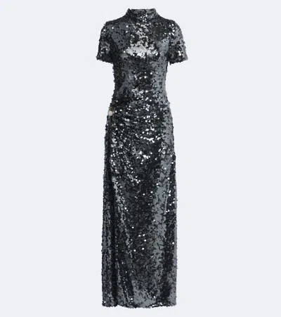 Christopher Esber Opaline Sequined Gown In Blue