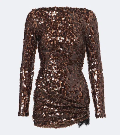 Christopher Esber Opaline Sequined Open-back Minidress In Brown