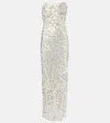 Christopher Esber Opaline Sequin Strapless Gown In White