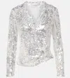 Christopher Esber Opaline Sequined Top In Silver