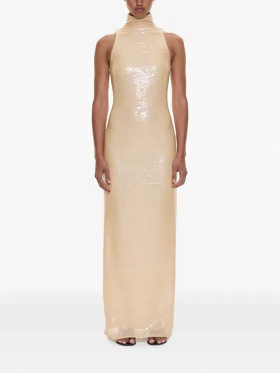Christopher Esber Opaline Sequin-embellished Maxi Dress In Nude
