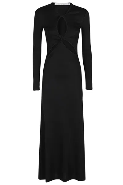 Christopher Esber Open Twist Anglaise Dress In Black