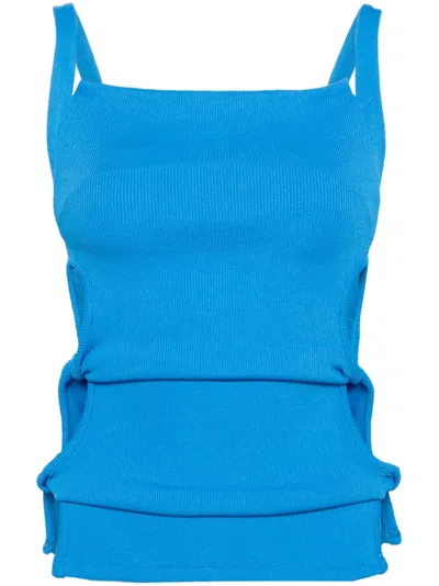 Christopher Esber Open Twist Apron Tank Top In Blue