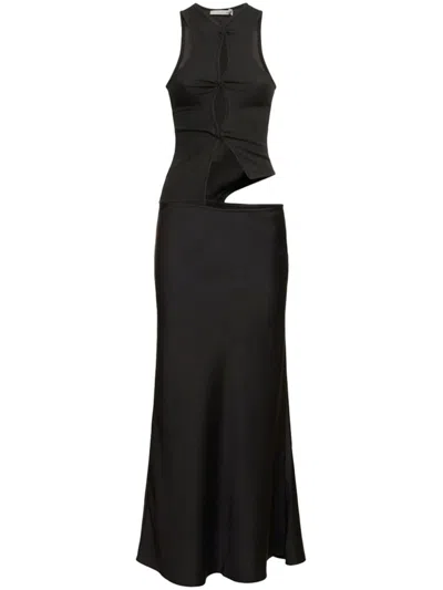Christopher Esber Satin Tank Dress W/cutouts In Black